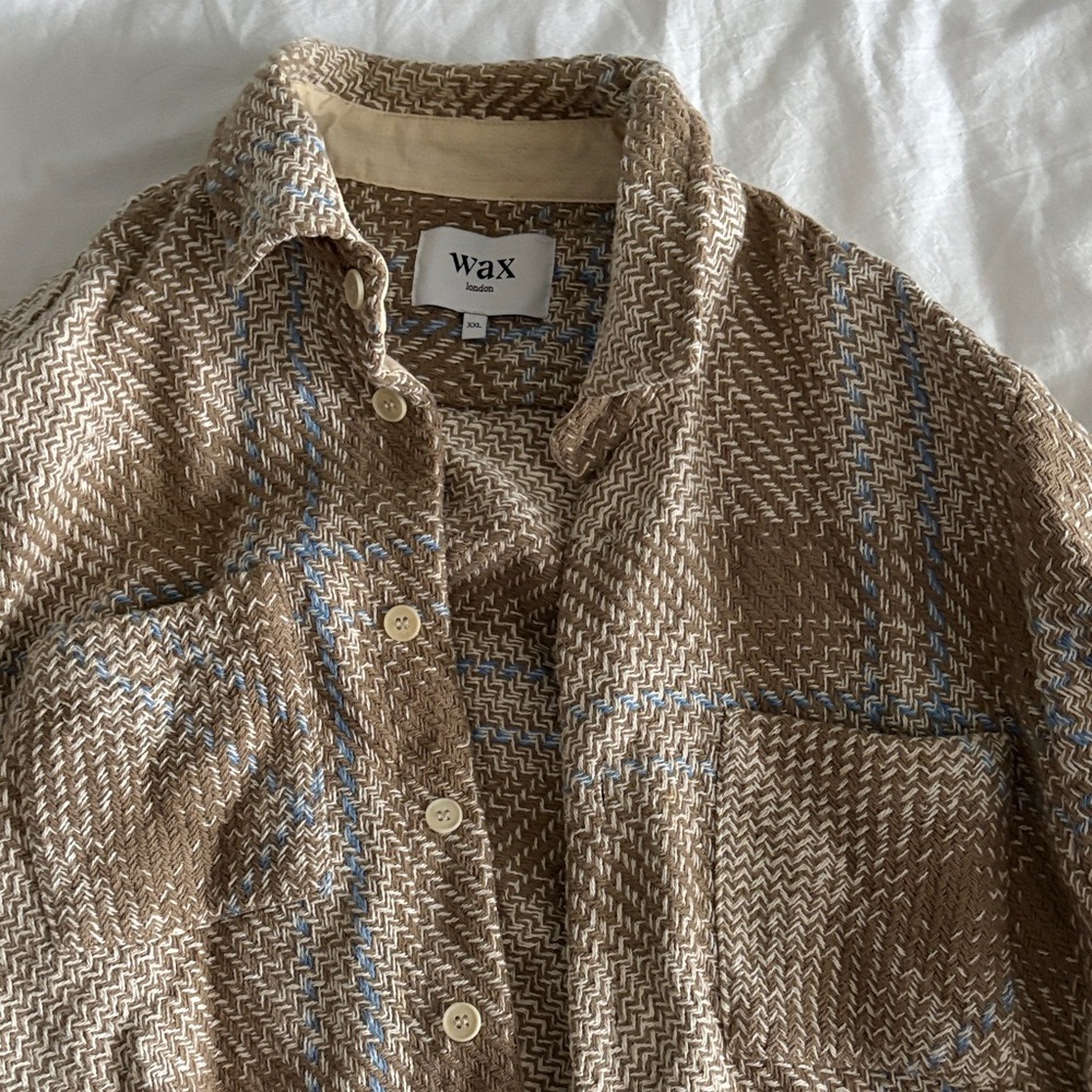 Wax London Tan and Gray Checkered Shirt Jacket - Picture 3 of 3